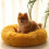 (Golden) Pet Kennel Round Super Soft Fluffy Comfortable Mat 1