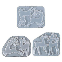 3 Pieces Elk Shape Christmas Silicone Moulds, Christmas Reindeer Resin Moulds