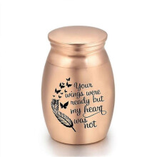 (S, Rose Gold Urn B) Aluminum Alloy Memorial Pet Coffin Urn - Small Souvenir Urn