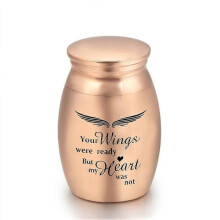 (S, Rose Gold Urn C) Aluminum Alloy Memorial Pet Coffin Urn - Small Souvenir Urn