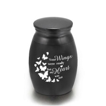 (S, Black Urn D) Aluminum Alloy Memorial Pet Coffin Urn - Small Souvenir Urn