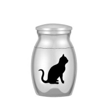 (S, Cat) Aluminum Alloy Memorial Pet Coffin Urn - Small Souvenir Urn