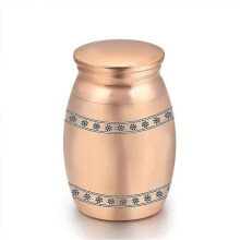 (S, Rose Gold Urn D) Aluminum Alloy Memorial Pet Coffin Urn - Small Souvenir Urn
