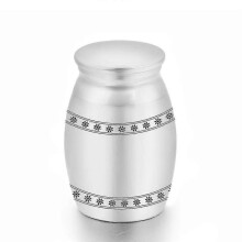 (S, Silver Urn D) Aluminum Alloy Memorial Pet Coffin Urn - Small Souvenir Urn