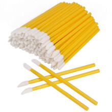 (Yellow) 200Pcs/Set Disposable Lip Brushes Make Up Brush Lipstick Lip Gloss Wands White