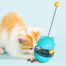 (Lake Blue) Cat Stick Chew Toy Cat Tumbler Toy Interactive Funny Ball Tooth Cleaning Toy