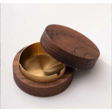 (As show, One size) Compact Solid Wood Ashtray with Lid, Ashtray with Closed Lid Anti Odor, Cigar Ashtray Anti Wind Portable for Indoor and Outdoor