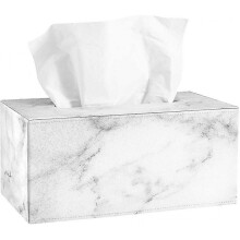 Tissue Box, Rectangular Pu Leather Tissue Holder, Tissue Box with Marble