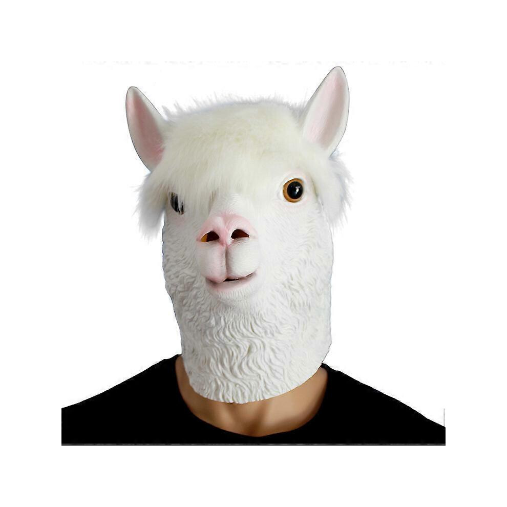 (As show, One size) Halloween Costume Party Latex Animal Head Mask Alpaca Llama Fancy Dress-image-OPC-PHNRJJ5-NEW