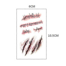 (As show, One size) Chengzhi Temporary Tattoos (10 Sheets) - Halloween Zombie Scars Tattoos Stickers with Fake Scab Blood Special Costume Makeup Props