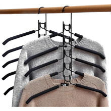 (As show, One size) Space Saving Hangers, 2 Pack, 5 in 1 Multi-Function Magic Metal Hanger Anti-Slip Hanger with Multi-Purpose EVA Multi-Layer Sponge for Jeans Skirts T-S