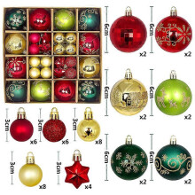 (As show, One size) Red Christmas Bauble 44 Pcs Set of Red Christmas Baubles 3-6cm Plastic Christmas Baubles Red Christmas Bauble for Christmas Decoration Christmas Decor