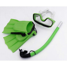 (shoe size L, green) Children's Diving Goggles Snorkeling Sambo Suit Swimming Goggles Swimming Goggles Snorkel Fins