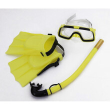 (shoe size M, yellow) Children's Diving Goggles Snorkeling Sambo Suit Swimming Goggles Swimming Goggles Snorkel Fins