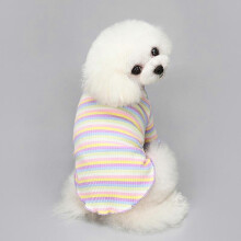 (M, purple edge) Pet clothing Pure cotton rainbow sweater is suitable for small and medium cats and dogs