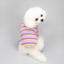 (L, yellow edge) Pet clothing Pure cotton rainbow sweater is suitable for small and medium cats and dogs