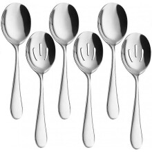 Serving Spoons Slotted Spoons Large Stainless Steel Utility Skimmer Set of 6