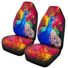 (Peacock) 2pcs Car Front Seat Covers, Breathable Car Seat Protective Cover For Men
