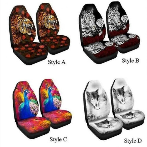 (Leopard) 2pcs Car Front Seat Covers, Breathable Car Seat Protective Cover For Men 2