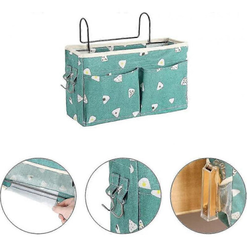 Pocket for Bunk Bed, Bedside Bag Bedside Bag, Canvas, Multifunctional,with Hook 2