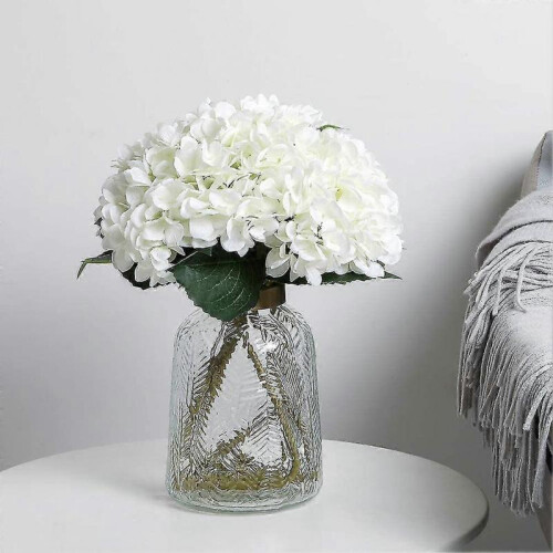 6 Pieces Silk Hydrangea Artificial Flowers Realistic Hydrangea Flowers Bouque(white) 2
