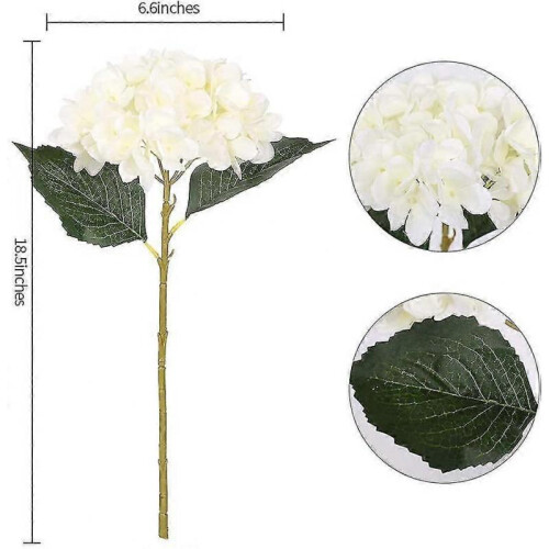 6 Pieces Silk Hydrangea Artificial Flowers Realistic Hydrangea Flowers Bouque(white) 1
