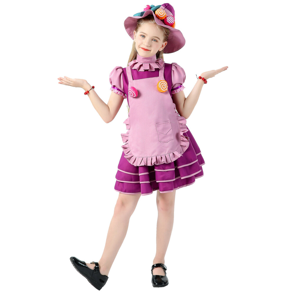 (XL) Girls Halloween Witch Costume Candy Witch Cosplay for Stage & Party