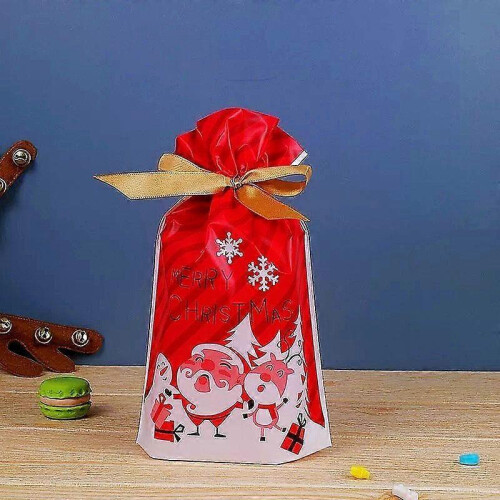 Santa Gift Bag Candy Bag Drawstring Bag Merry Christmas Decorations 50pcs