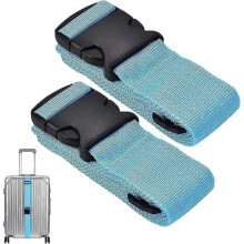2 Pieces Luggage Belt Suitcase, Adjustable Luggage Straps, with Loop Closure Travel Accessories Safety Beltsblue)