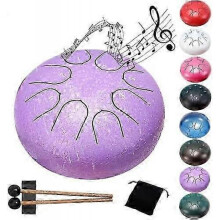 (Purple)Rain Drum For Garden, 8 Notes, 6 Inch Rain Drum, Drum For Outdoor Rain, Steel Tongue Drum Rain Play, Waterproof,rain Drum For Outdoor Use
