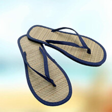 (40,Dark Blue)Hot Women Flat Slippers Comfortable Non-slip Sandals Silent Bamboo Rattan Flip Flop Beach Seaside Slippers