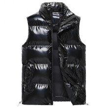 (XXS, Black) Sliktaa Mens Waterproof Sleeveless Jacket Shiny Puffer Vest