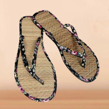 (38,black)Hot Women Flat Slippers Comfortable Non-slip Sandals Silent Bamboo Rattan Flip Flop Beach Seaside Slippers