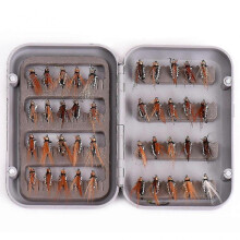 (Black) 40pcs Fly Fishing Flies Kit Fly Assortment Trout Bass Fishing With Fly Box