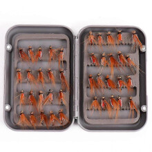 (Red) 40pcs Fly Fishing Flies Kit Fly Assortment Trout Bass Fishing With Fly Box