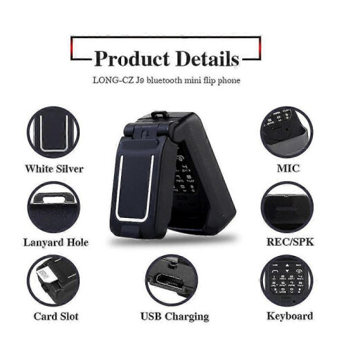 (White) Mini Mobiltelefon Flip Modell 1