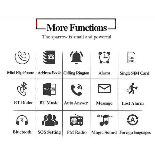(Black) Mini Mobiltelefon Flip Modell 2