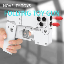 (WJ77-1-3-NO BOX) Creative Folding Toy Pistol Handgun Toy Card Gun With Soft Bullets Alloy Shooting Model For Adults Boys Children Party Gifts