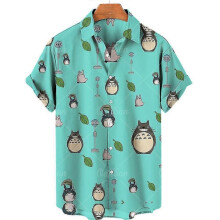 (B, L) Duck 3d Print Shirts Men Fashion Hawaiian Shirt Short Sleeve Casual Beach Shirts Boys Single-breasted Blouse Men's Clothing