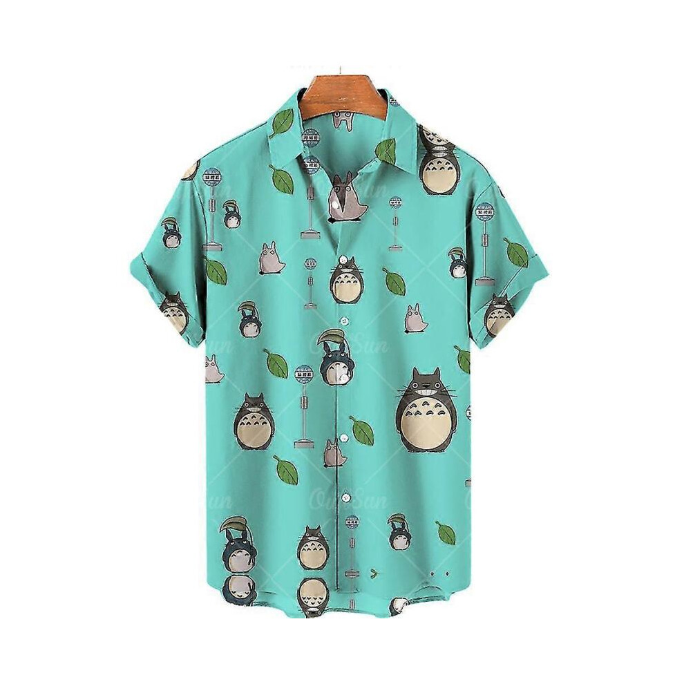 (B,XXL)Duck 3d Print Shirts Men Fashion Hawaiian Shirt Short Sleeve Casual Beach Shirts Boys Single-breasted Blouse Men's Clothing