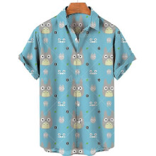 (E, XXXXL) Duck 3d Print Shirts Men Fashion Hawaiian Shirt Short Sleeve Casual Beach Shirts Boys Single-breasted Blouse Men's Clothing