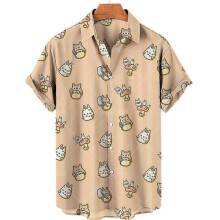 (F, XL) Duck 3d Print Shirts Men Fashion Hawaiian Shirt Short Sleeve Casual Beach Shirts Boys Single-breasted Blouse Men's Clothing