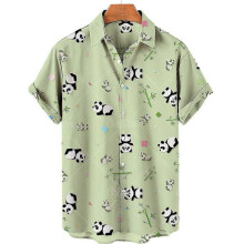 (H, 6XL) Duck 3d Print Shirts Men Fashion Hawaiian Shirt Short Sleeve Casual Beach Shirts Boys Single-breasted Blouse Men's Clothing