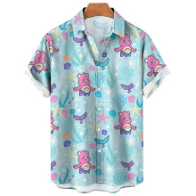 (5, M) Duck 3d Print Shirts Men Fashion Hawaiian Shirt Short Sleeve Casual Beach Shirts Boys Single-breasted Blouse Men's Clothing
