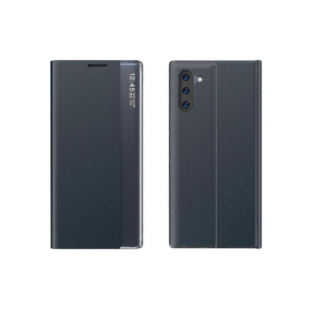 (Dark Blue)For Galaxy Note 10 Plus Side Display Magnetic Horizontal Flip Plain Texture Cloth + Pc Case With & For Galaxy Note 10 Plus