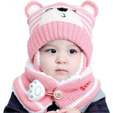 (As show, One size) Kids Hat Winter Warm Knitted Hat Beanie Hat Hood Knitted Hats Winter Hat Earflap (6-24 Months),Pink