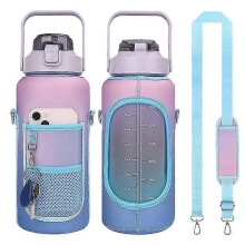 (purple) Neoprene Water Bottle Carrier Bag With Adjustable Strap, Phone Holder And Large Capacity For Outdoor And Travel, 2000ml