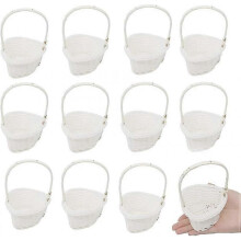12 Pcs Heart Shaped Mini Woven Baskets with Handles Plastic Tube Flower Basket Braided Rim Basket Exquisite Pastoral Style Portable Basket Picking Veg