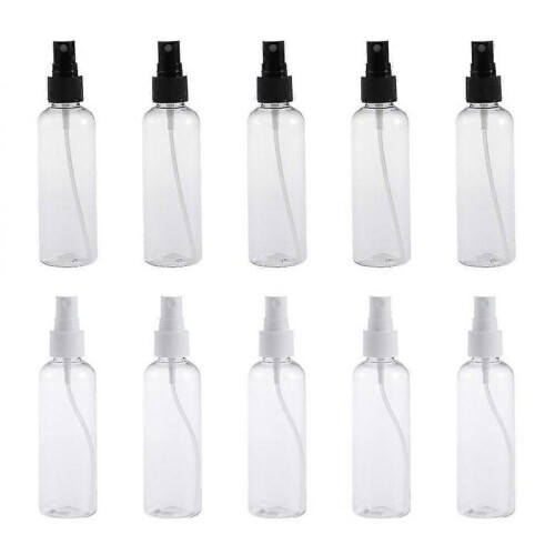 10pcs 100ml Clear Empty Plastic Spray Bottles Travel Atomizer Portable Refillable Cosmetic Containers (random Spray Nozzle Color) 1