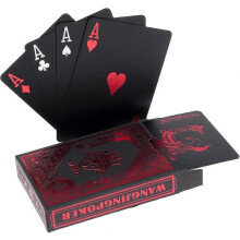 (As show, One size) Playing Cards PVC Plastic Texas Poker Cards Waterproof Professional Plastic Poker Cards Black Red Card